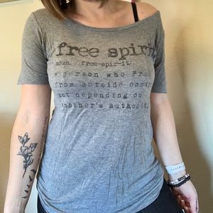 Scoop-neck/off the shoulder tee